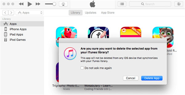 How to delete apps from itunes on mac
